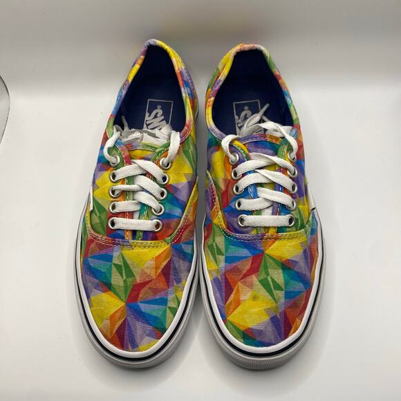 Vans Era Low Top Sneakers Rainbow Geometric Prism Multicolor Canvas M7 W8.5 - Picture 2 of 8